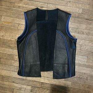 North Bound Leather Vest with Blue Piping